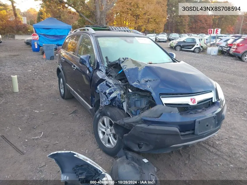 2008 Saturn Vue V6 Xe VIN: 3GSDL43NX8S708594 Lot: 40686765