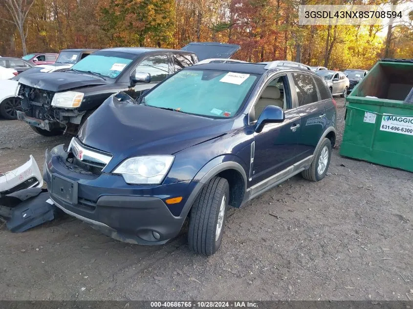 2008 Saturn Vue V6 Xe VIN: 3GSDL43NX8S708594 Lot: 40686765