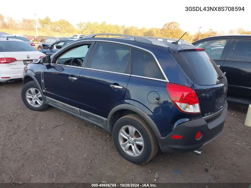 2008 Saturn Vue V6 Xe VIN: 3GSDL43NX8S708594 Lot: 40686765