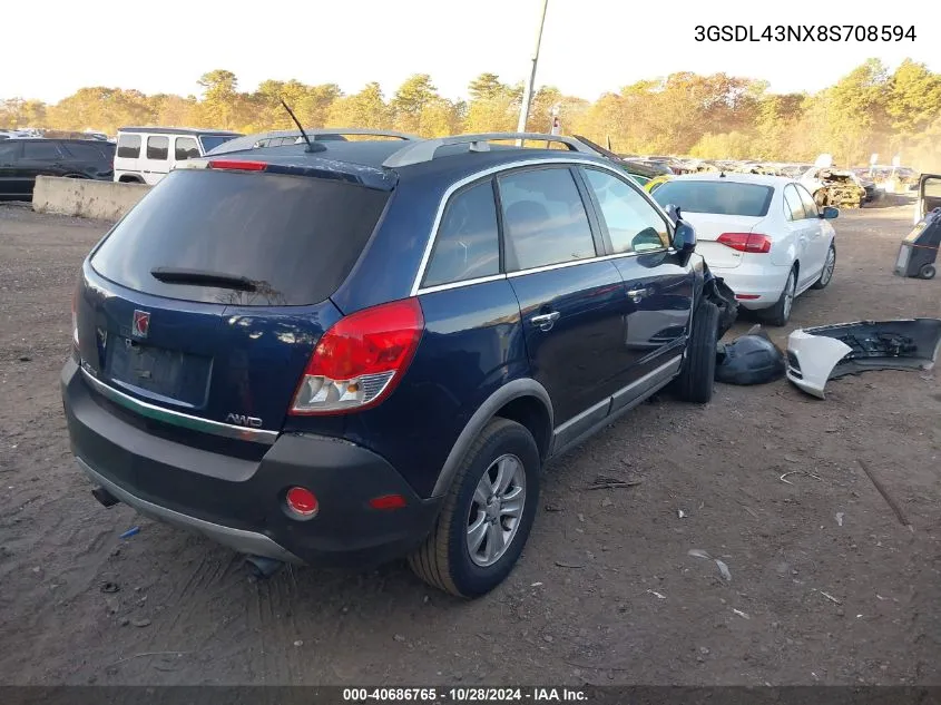 2008 Saturn Vue V6 Xe VIN: 3GSDL43NX8S708594 Lot: 40686765