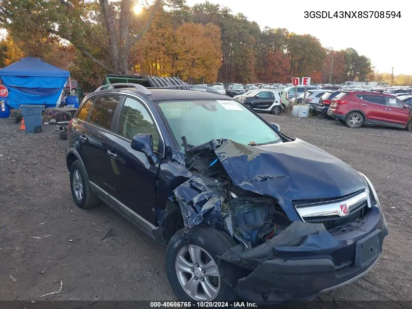 2008 Saturn Vue V6 Xe VIN: 3GSDL43NX8S708594 Lot: 40686765