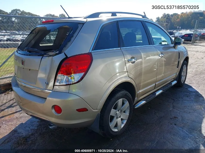 2008 Saturn Vue V6 Xr VIN: 3GSCL53718S570205 Lot: 40688971