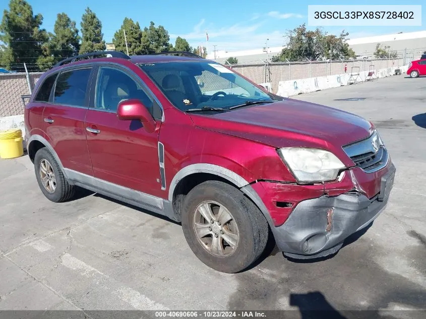 2008 Saturn Vue 4-Cyl Xe VIN: 3GSCL33PX8S728402 Lot: 40690606