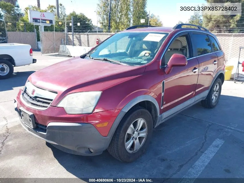 2008 Saturn Vue 4-Cyl Xe VIN: 3GSCL33PX8S728402 Lot: 40690606