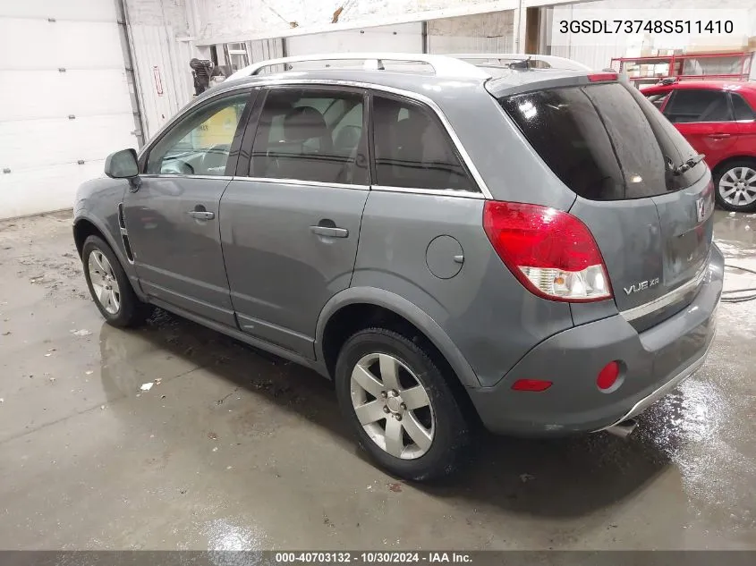 2008 Saturn Vue V6 Xr VIN: 3GSDL73748S511410 Lot: 40703132