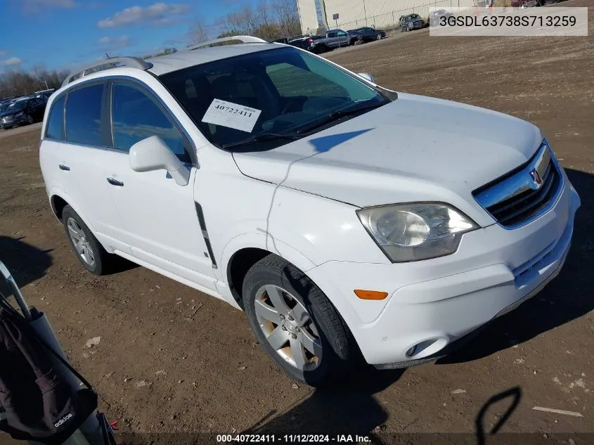 2008 Saturn Vue V6 Xr VIN: 3GSDL63738S713259 Lot: 40722411