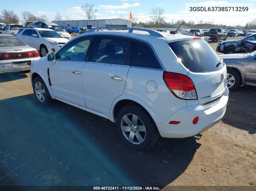 2008 Saturn Vue V6 Xr VIN: 3GSDL63738S713259 Lot: 40722411