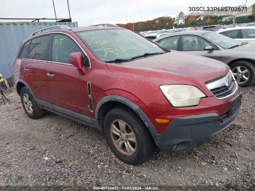 2008 Saturn Vue 4-Cyl Xe VIN: 3GSCL33P68S702671 Lot: 40733432