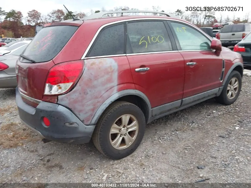 2008 Saturn Vue 4-Cyl Xe VIN: 3GSCL33P68S702671 Lot: 40733432