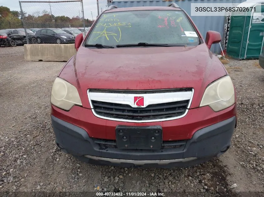 2008 Saturn Vue 4-Cyl Xe VIN: 3GSCL33P68S702671 Lot: 40733432