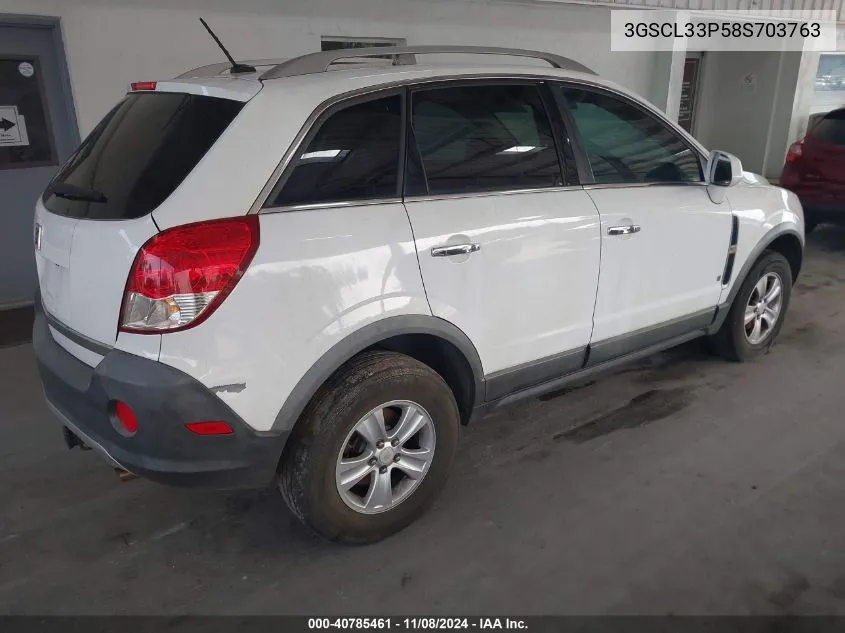 2008 Saturn Vue 4-Cyl Xe VIN: 3GSCL33P58S703763 Lot: 40785461