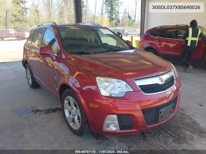 2008 Saturn Vue Red Line VIN: 3GSDL037X8S690026 Lot: 40797118