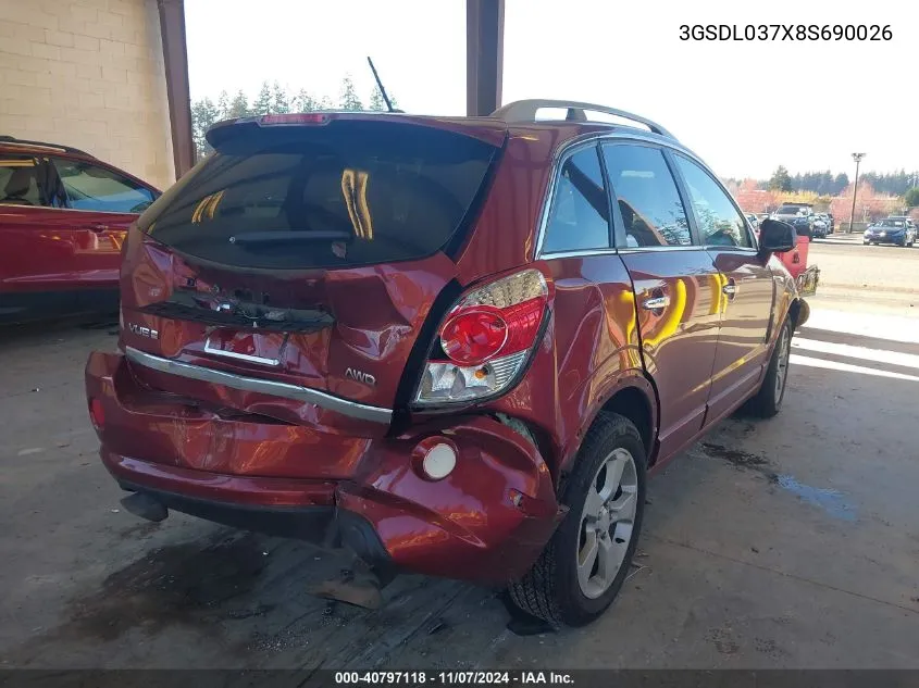 2008 Saturn Vue Red Line VIN: 3GSDL037X8S690026 Lot: 40797118