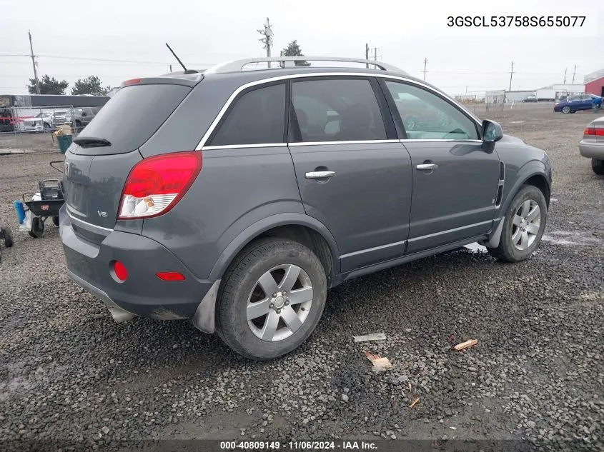 2008 Saturn Vue V6 Xr VIN: 3GSCL53758S655077 Lot: 40809149