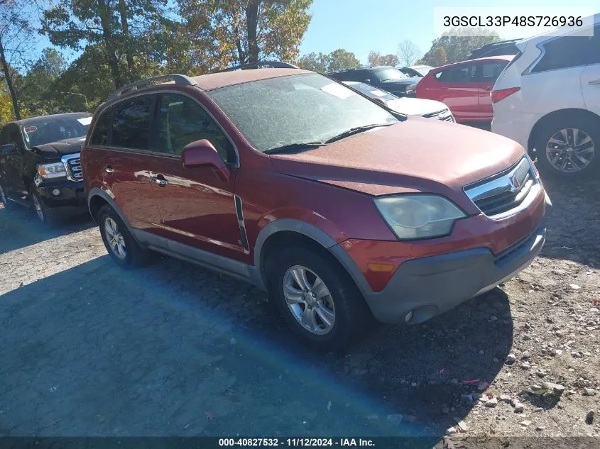 2008 Saturn Vue Xe VIN: 3GSCL33P48S726936 Lot: 40827532