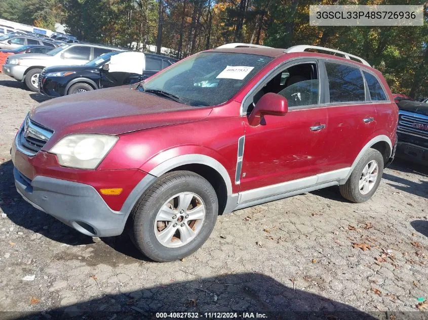 2008 Saturn Vue Xe VIN: 3GSCL33P48S726936 Lot: 40827532