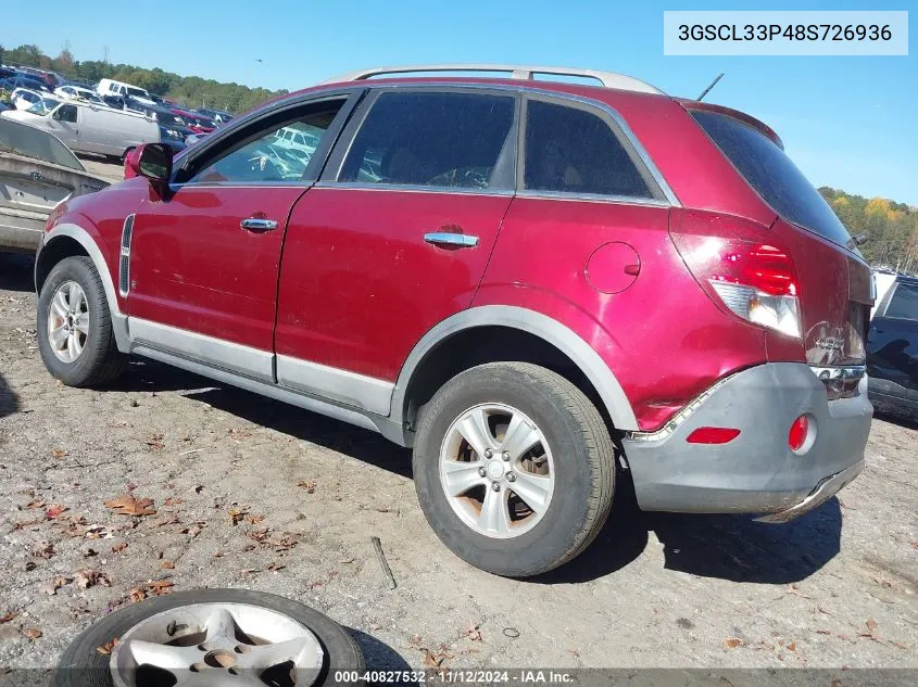 2008 Saturn Vue Xe VIN: 3GSCL33P48S726936 Lot: 40827532