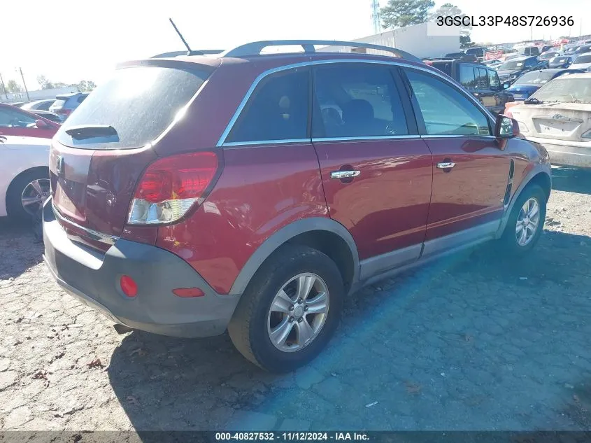 2008 Saturn Vue Xe VIN: 3GSCL33P48S726936 Lot: 40827532