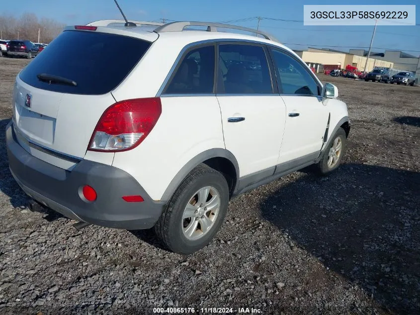 2008 Saturn Vue 4-Cyl Xe VIN: 3GSCL33P58S692229 Lot: 40865176