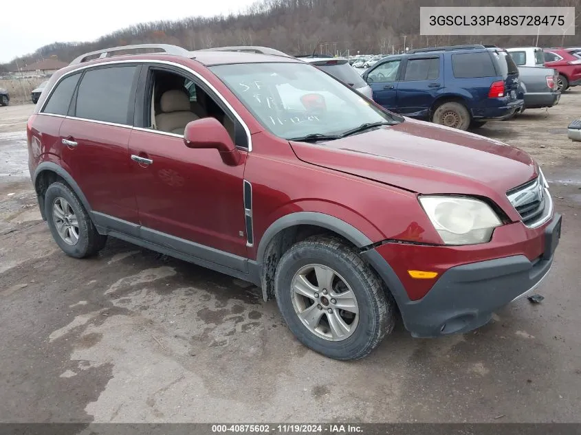 2008 Saturn Vue 4-Cyl Xe VIN: 3GSCL33P48S728475 Lot: 40875602