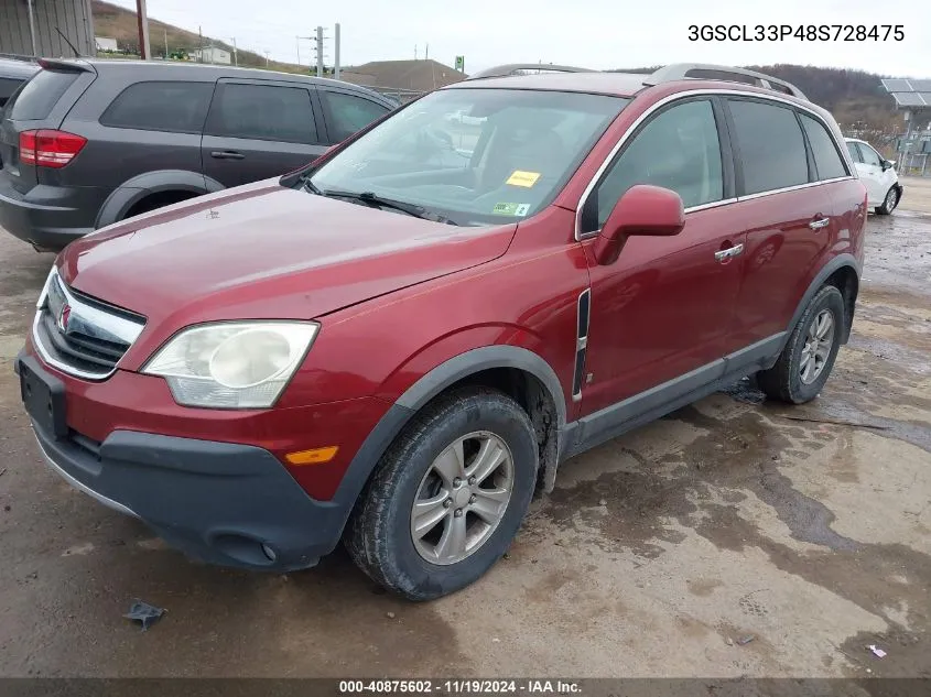 2008 Saturn Vue 4-Cyl Xe VIN: 3GSCL33P48S728475 Lot: 40875602