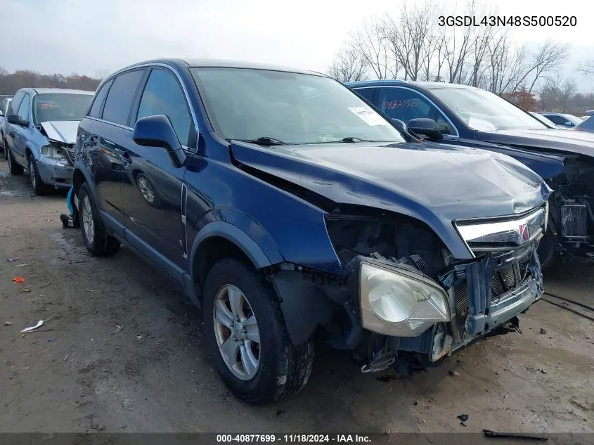 2008 Saturn Vue V6 Xe VIN: 3GSDL43N48S500520 Lot: 40877699