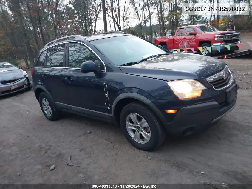 2008 Saturn Vue V6 Xe VIN: 3GSDL43N78S578032 Lot: 40913318