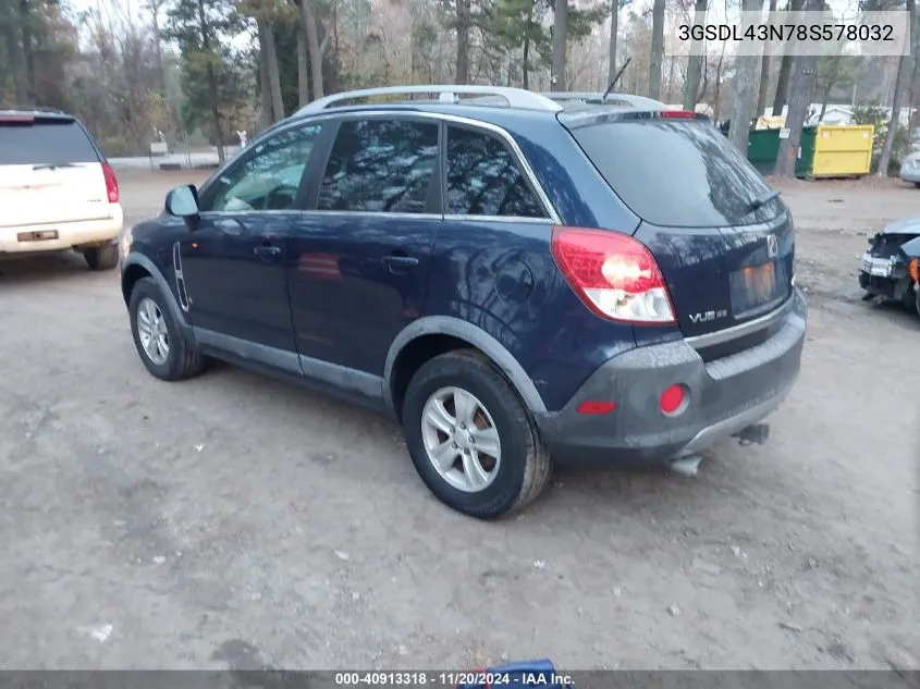 2008 Saturn Vue V6 Xe VIN: 3GSDL43N78S578032 Lot: 40913318