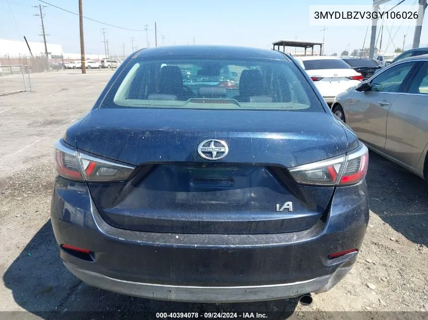 2016 Scion Ia VIN: 3MYDLBZV3GY106026 Lot: 40394078