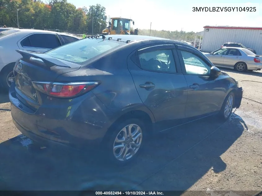 2016 Scion Ia VIN: 3MYDLBZV5GY104925 Lot: 40552494