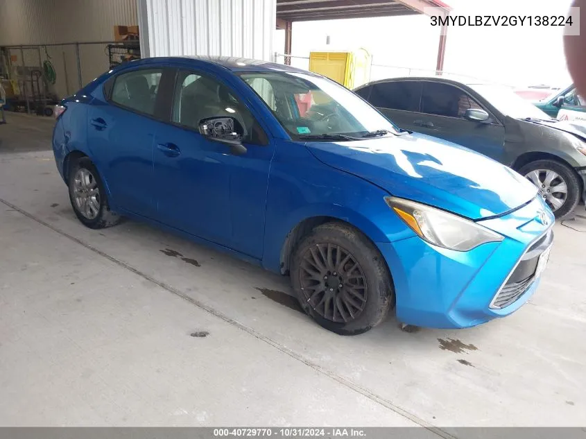 2016 Scion Ia VIN: 3MYDLBZV2GY138224 Lot: 40729770