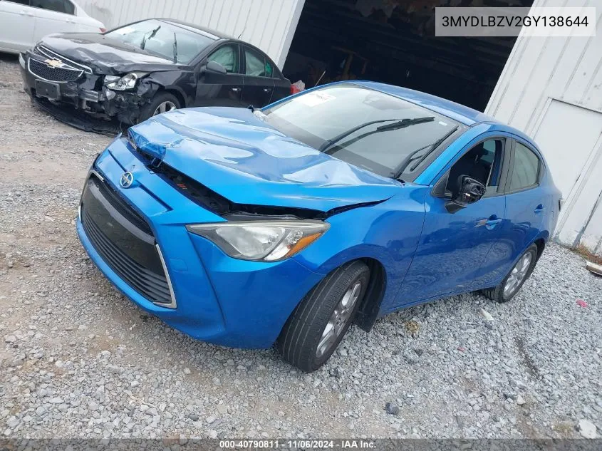 2016 Scion Ia VIN: 3MYDLBZV2GY138644 Lot: 40790811