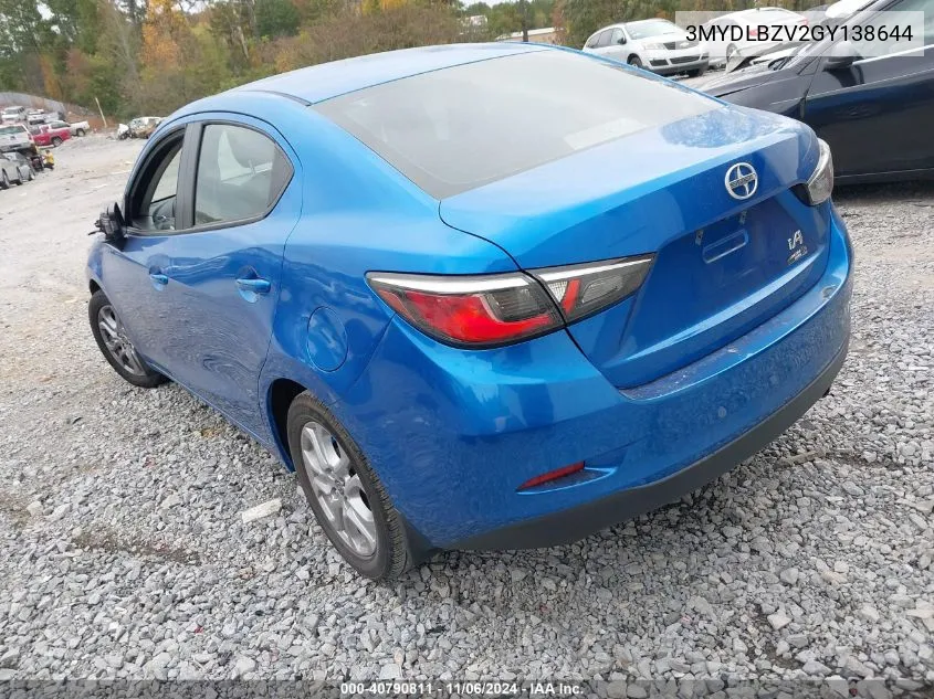 2016 Scion Ia VIN: 3MYDLBZV2GY138644 Lot: 40790811