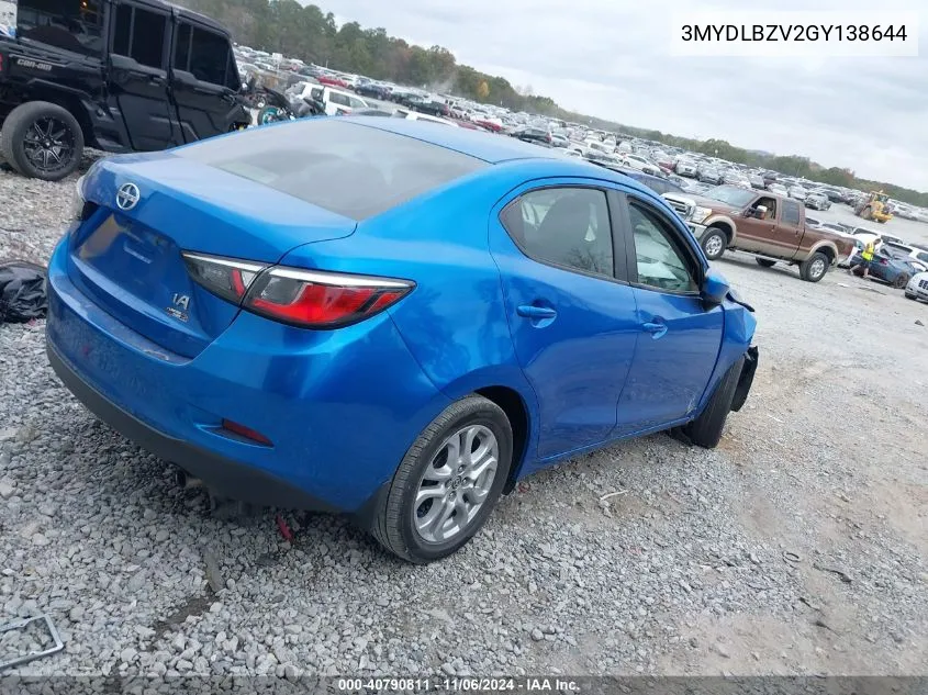 2016 Scion Ia VIN: 3MYDLBZV2GY138644 Lot: 40790811