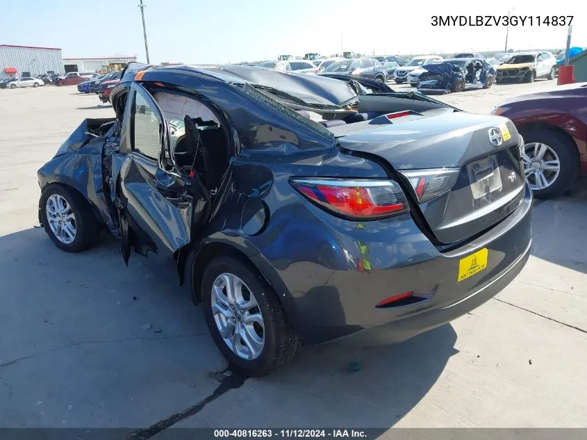 2016 Scion Ia VIN: 3MYDLBZV3GY114837 Lot: 40816263