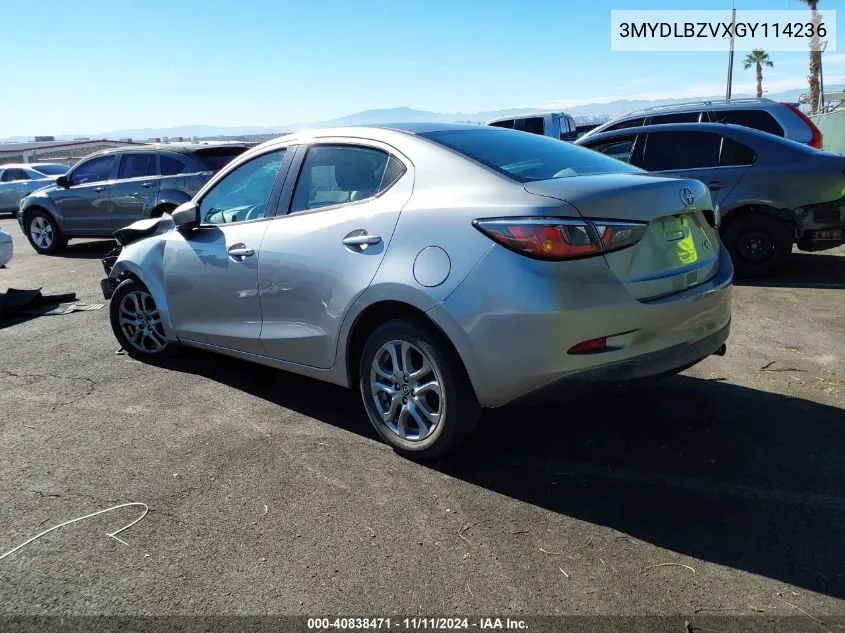 2016 Scion Ia VIN: 3MYDLBZVXGY114236 Lot: 40838471