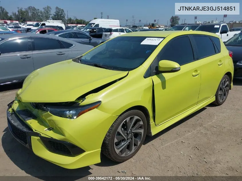 2016 Scion Im VIN: JTNKARJE3GJ514851 Lot: 39542172