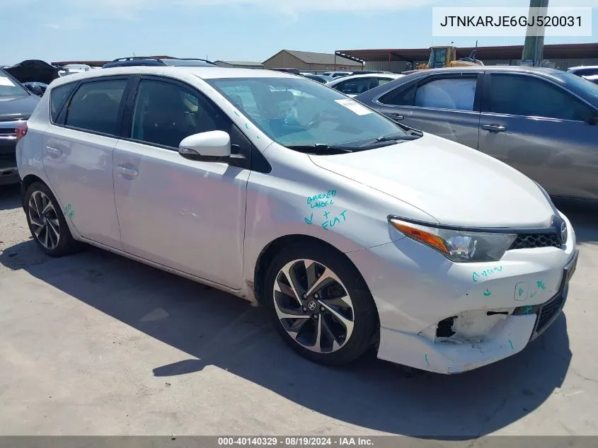 2016 Scion Im VIN: JTNKARJE6GJ520031 Lot: 40140329