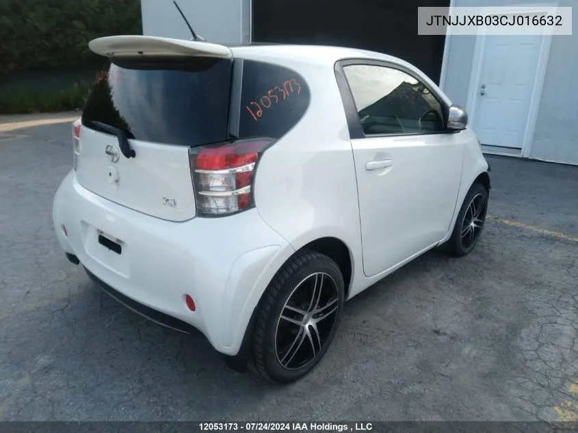 2012 Scion Iq VIN: JTNJJXB03CJ016632 Lot: 12053173