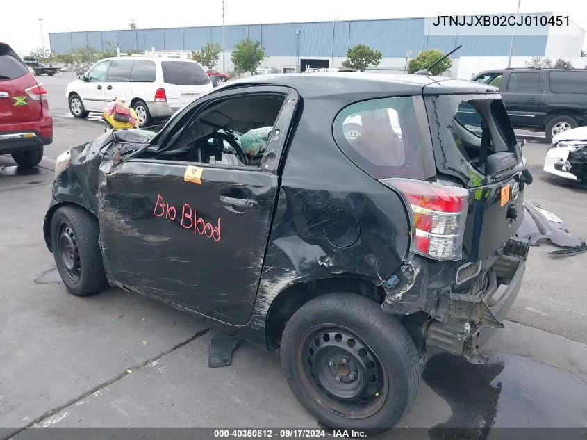 2012 Scion Iq VIN: JTNJJXB02CJ010451 Lot: 40350812