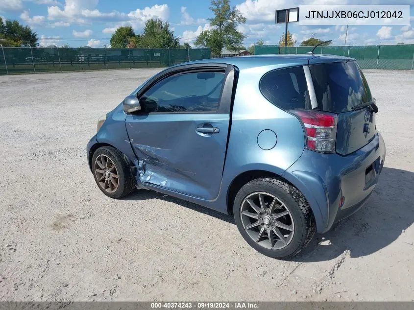 2012 Scion Iq VIN: JTNJJXB06CJ012042 Lot: 40374243