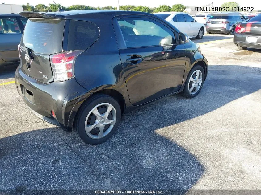 2012 Scion Iq VIN: JTNJJXB02CJ014922 Lot: 40471303