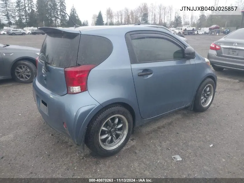 2013 Scion Iq VIN: JTNJJXB04DJ025857 Lot: 40870263