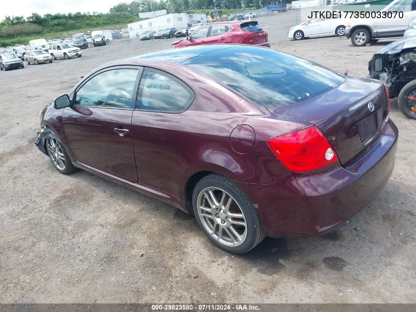 2005 Scion Tc VIN: JTKDE177350033070 Lot: 39823580