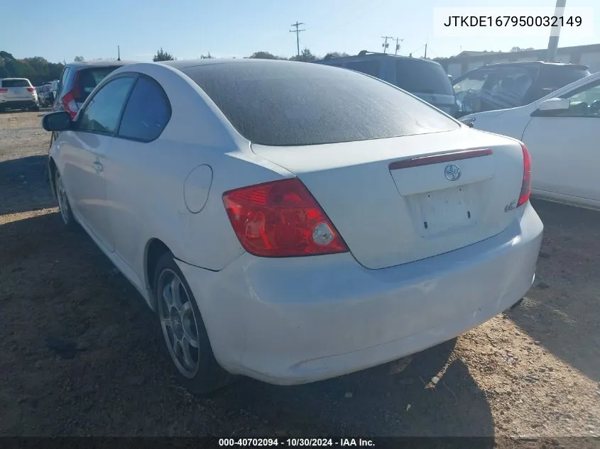 2005 Scion Tc VIN: JTKDE167950032149 Lot: 40702094