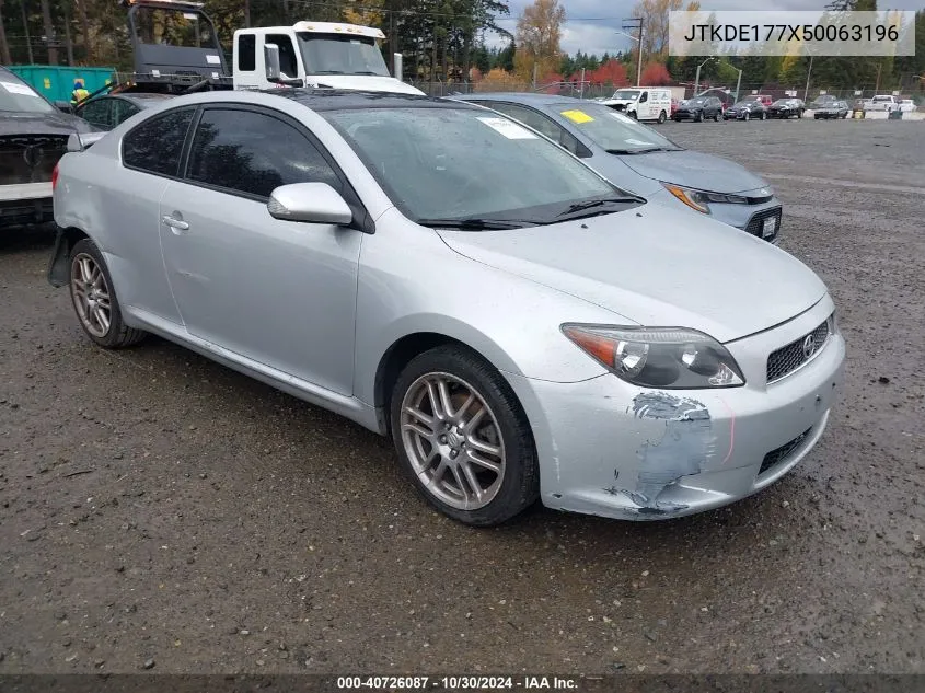 2005 Scion Tc VIN: JTKDE177X50063196 Lot: 40726087