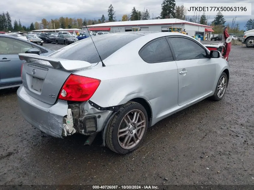 2005 Scion Tc VIN: JTKDE177X50063196 Lot: 40726087