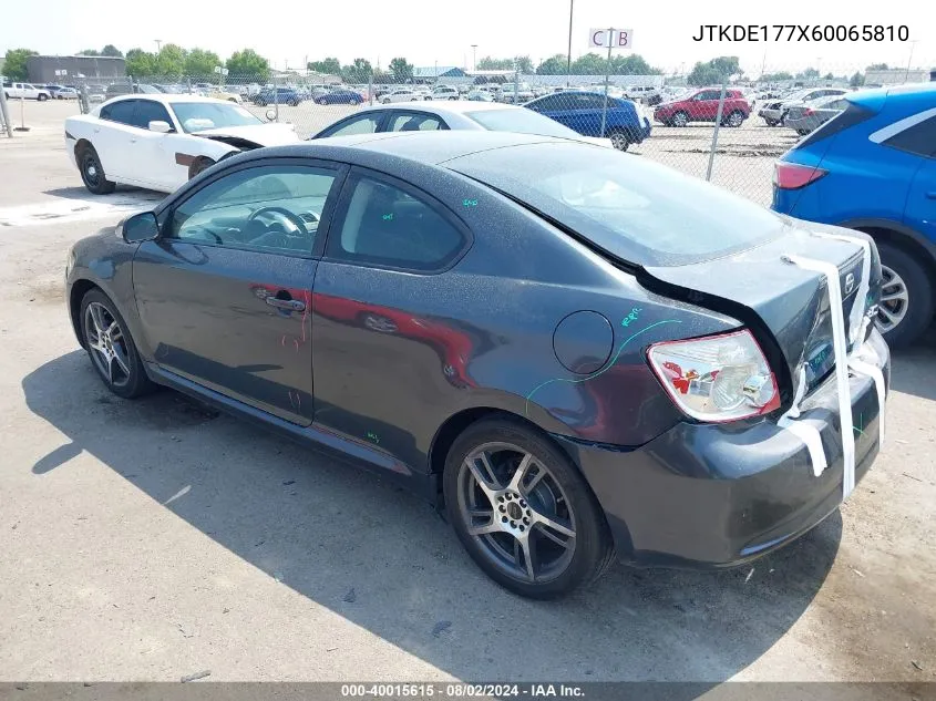 2006 Scion Tc VIN: JTKDE177X60065810 Lot: 40015615