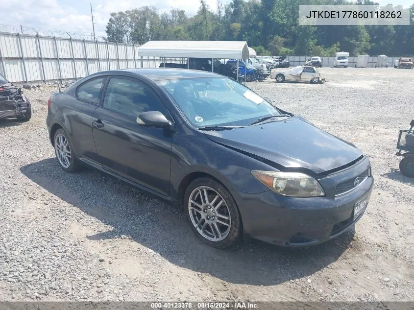 2006 Scion Tc VIN: JTKDE177860118262 Lot: 40123378