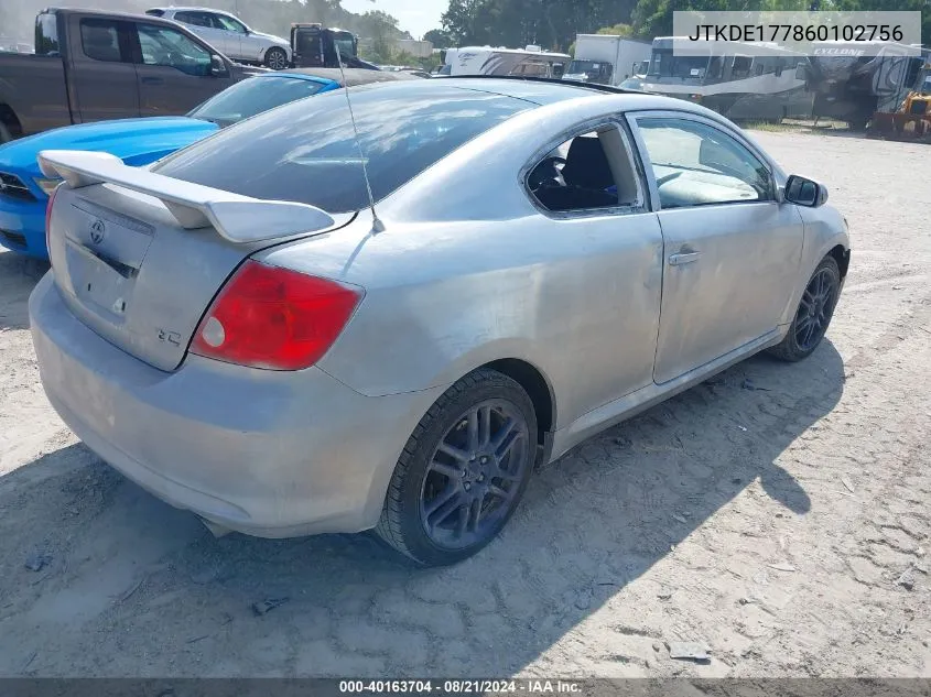 2006 Scion Tc VIN: JTKDE177860102756 Lot: 40163704